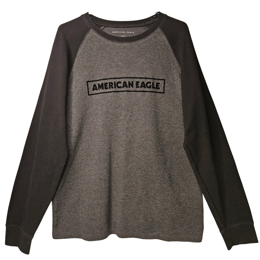 American Eagle Outfitters Mens Long Sleeve Thermal Raglan Shirt Large Streetwear